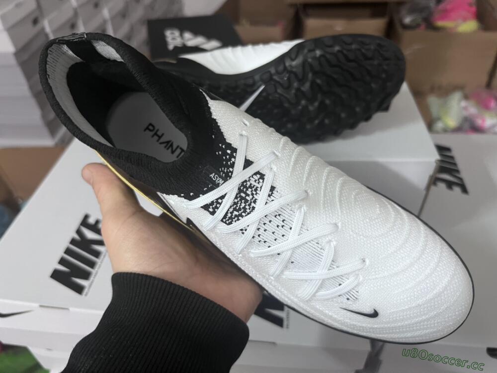 Men's Nike Phantom Luna Elite NU FG Firm Ground High-Tops Football Boots - White/Black/Gold