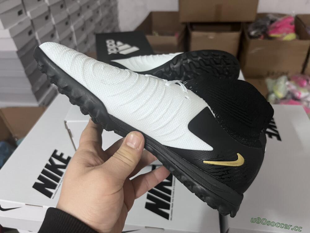 Men's Nike Phantom Luna Elite NU FG Firm Ground High-Tops Football Boots - White/Black/Gold