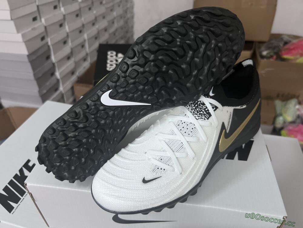 Men's Nike Phantom Luna Elite NU FG Firm Ground Low-Tops Football Boots - White/Black/Gold