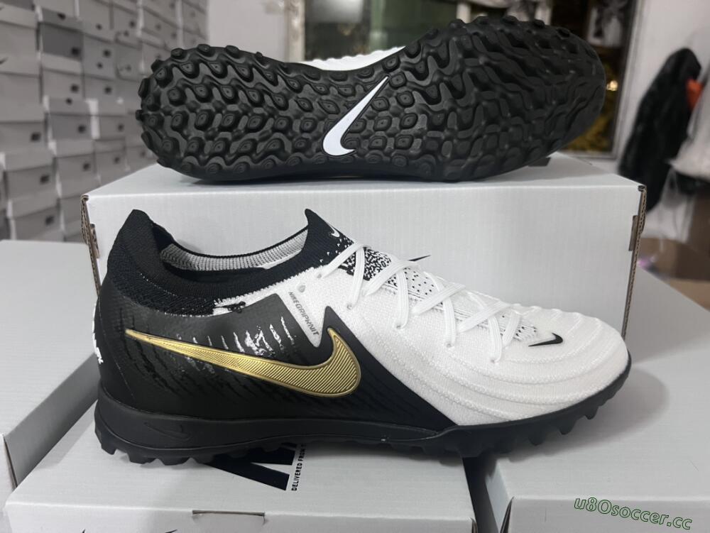 Men's Nike Phantom Luna Elite NU FG Firm Ground Low-Tops Football Boots - White/Black/Gold