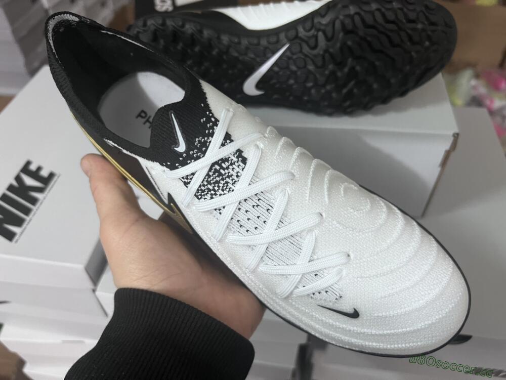 Men's Nike Phantom Luna Elite NU FG Firm Ground Low-Tops Football Boots - White/Black/Gold