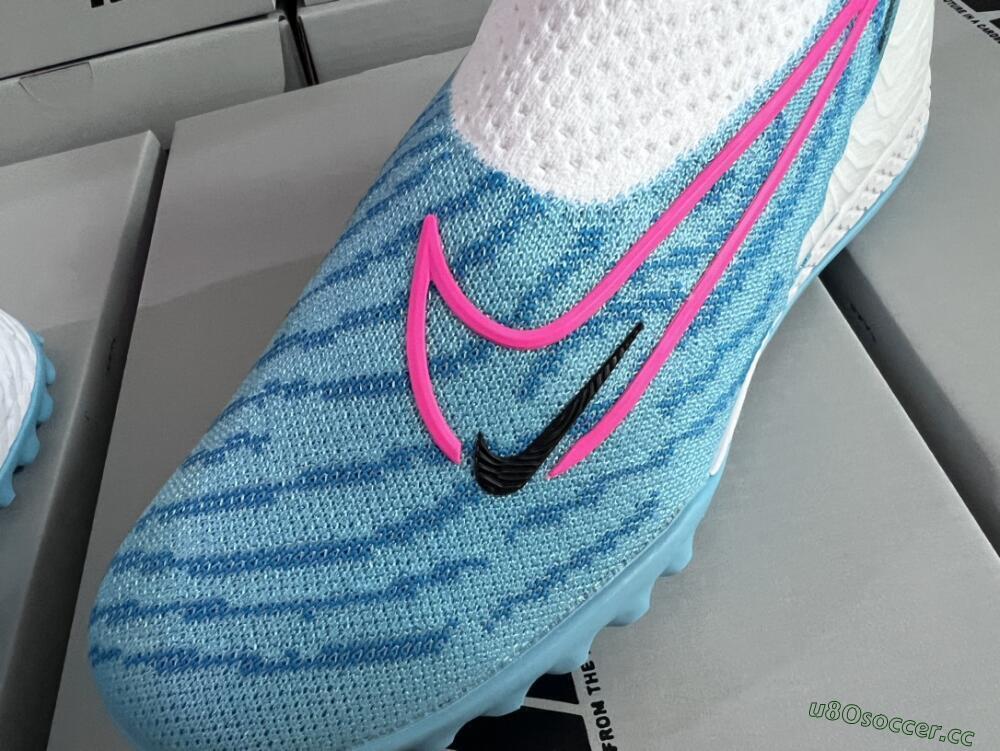 Men's Nike Phantom GX Elite DF Link TF Artificial Turf High-Tops Football Shoes - White/Blue/Pink