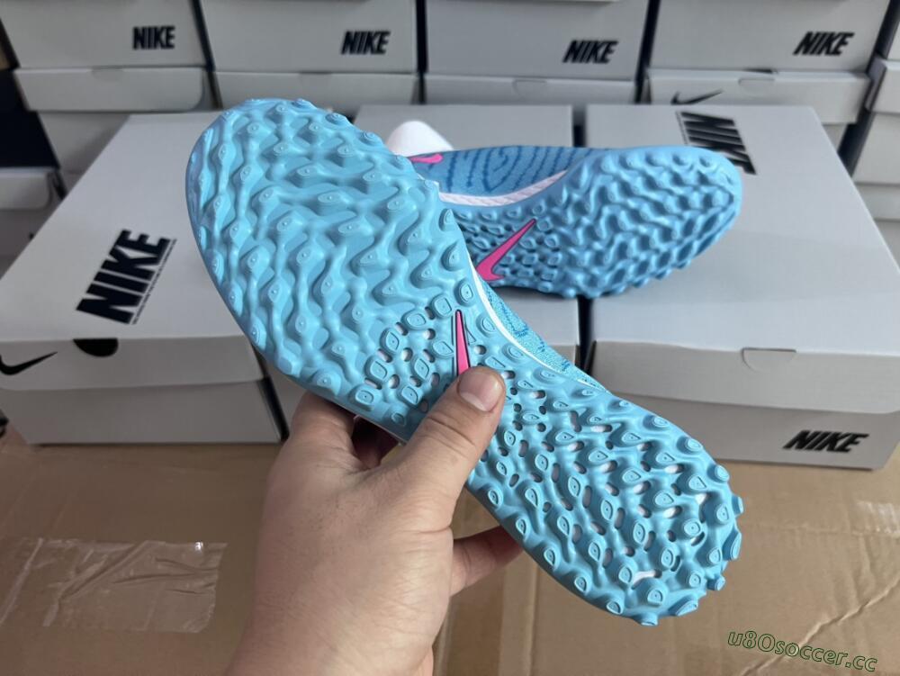 Men's Nike Phantom GX Elite DF Link TF Artificial Turf High-Tops Football Shoes - White/Blue/Pink