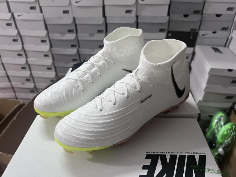 Unisex Nike Phantom Luna Elite NU FG Firm Ground High-Tops Football Boots - White/Black/Gold
