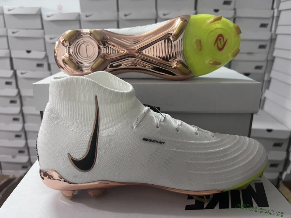 Unisex Nike Phantom Luna Elite NU FG Firm Ground High-Tops Football Boots - White/Black/Gold