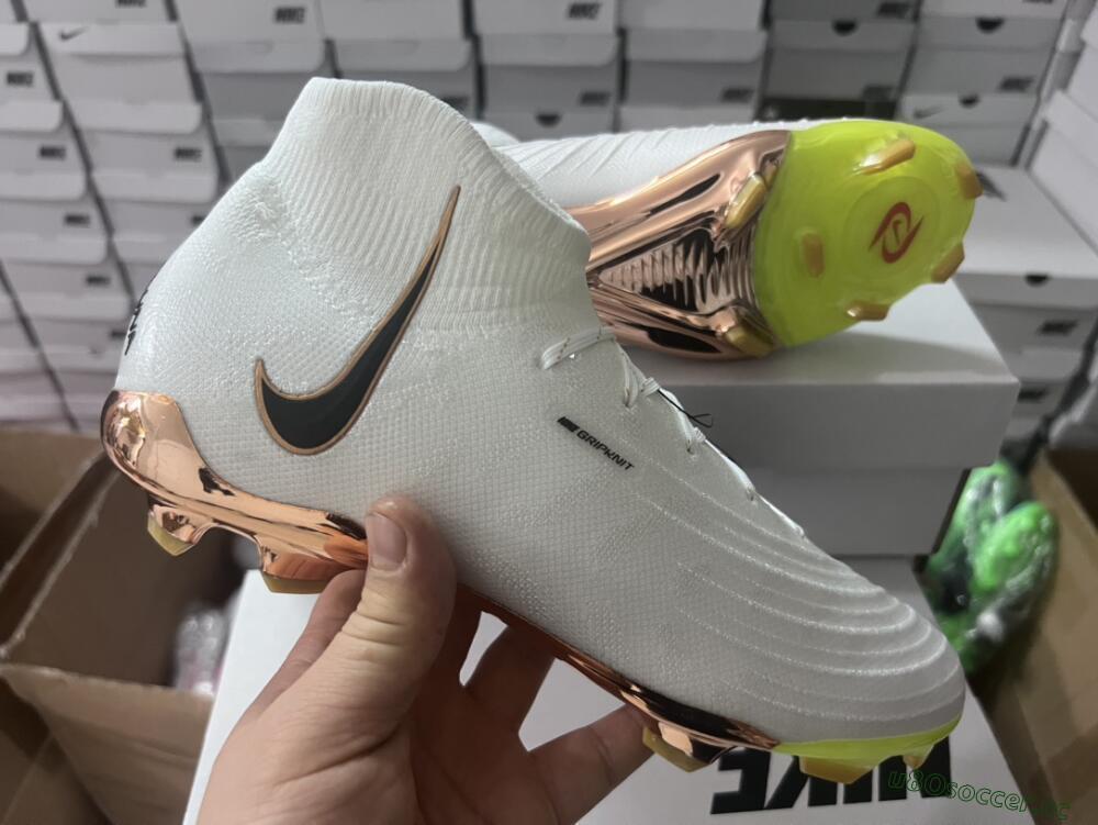 Unisex Nike Phantom Luna Elite NU FG Firm Ground High-Tops Football Boots - White/Black/Gold