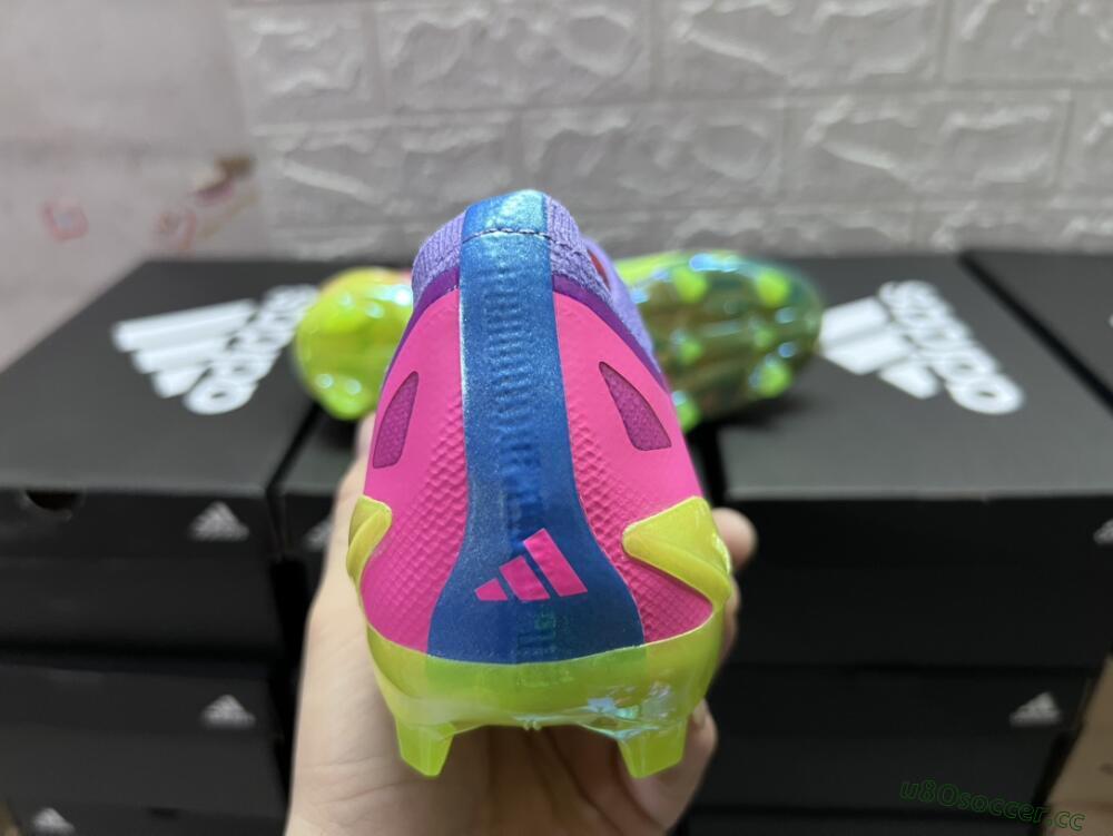 Men's Adidas X Crazyfast+ FG Firm Ground Low-Tops Football Boots - Purple/Pink/Green/Blue