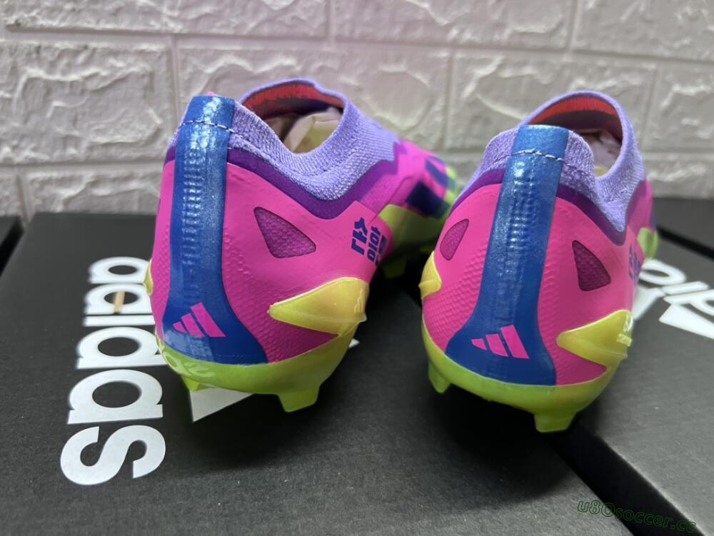 Men's Adidas X Crazyfast+ FG Firm Ground Low-Tops Football Boots - Purple/Pink/Green/Blue
