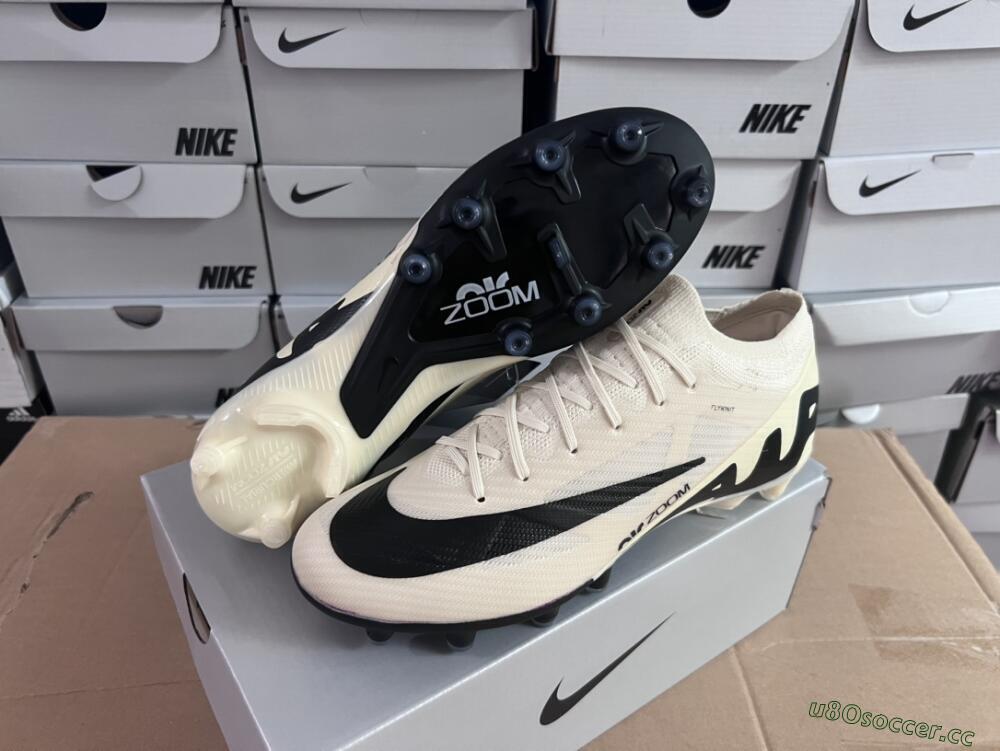 Men's Nike Air Zoom Mercurial Vapor 15 Elite AG Artificial Grass Low-Tops Football Boots - Beige/Black