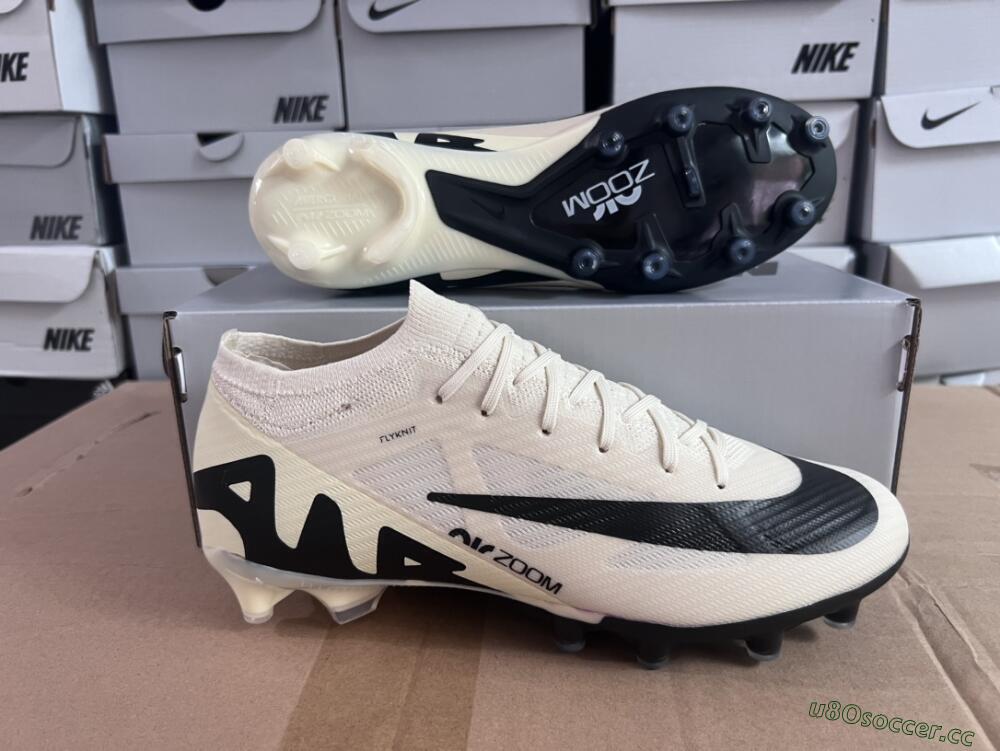 Men's Nike Air Zoom Mercurial Vapor 15 Elite AG Artificial Grass Low-Tops Football Boots - Beige/Black