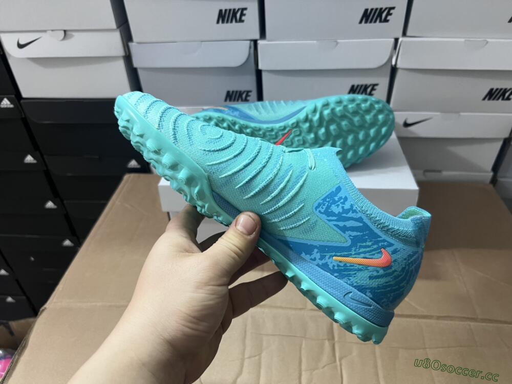 Men's Nike Phantom Luna Elite TF Artificial Turf Low-Tops Football Shoes - Jade/Orange/Yellow