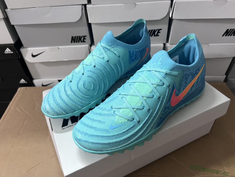 Men's Nike Phantom Luna Elite TF Artificial Turf Low-Tops Football Shoes - Jade/Orange/Yellow