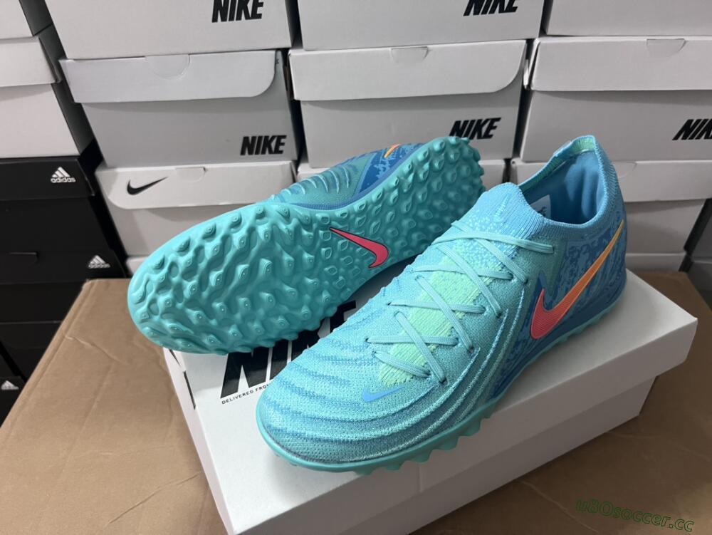 Men's Nike Phantom Luna Elite TF Artificial Turf Low-Tops Football Shoes - Jade/Orange/Yellow