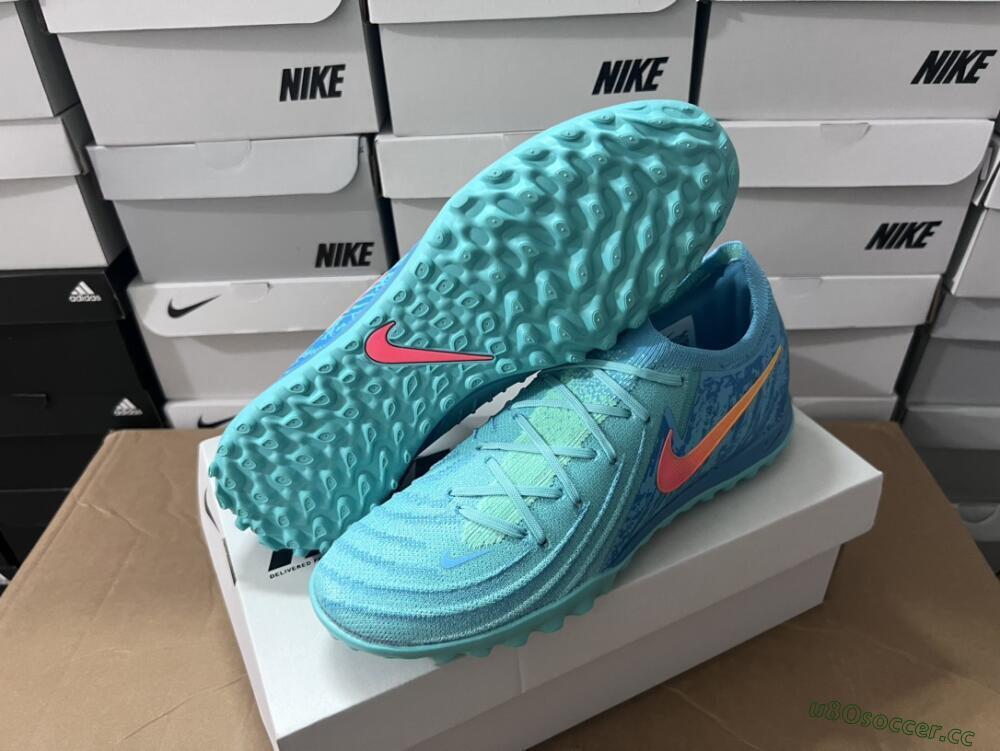 Men's Nike Phantom Luna Elite TF Artificial Turf Low-Tops Football Shoes - Jade/Orange/Yellow