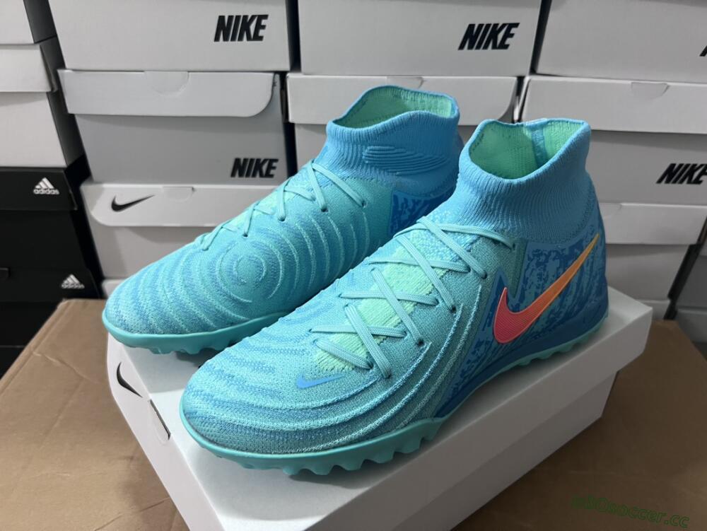 Men's Nike Phantom Luna Elite NU TF Artificial Turf High-Tops Football Shoes - Green/Pink/Orange