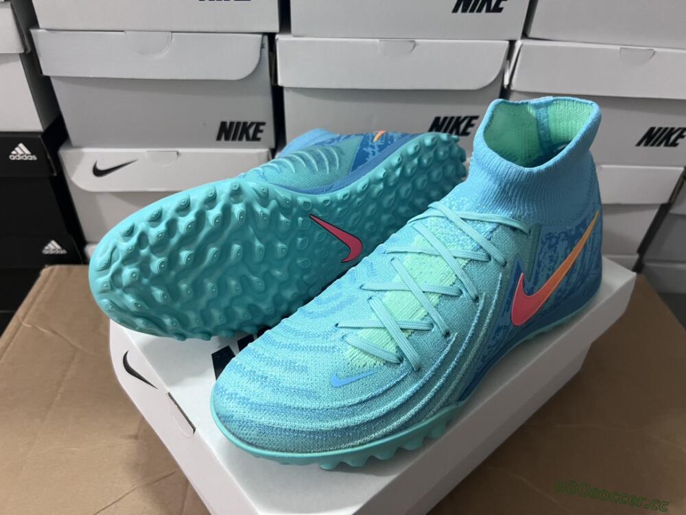 Men's Nike Phantom Luna Elite NU TF Artificial Turf High-Tops Football Shoes - Green/Pink/Orange