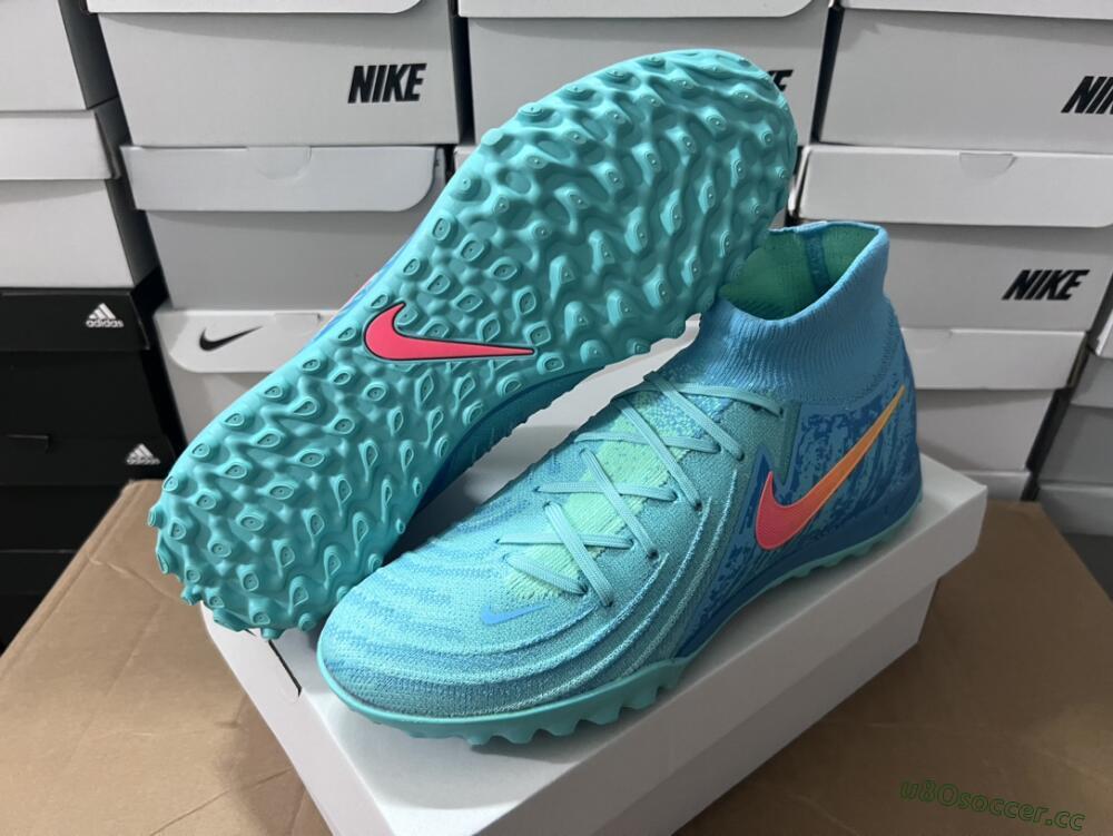 Men's Nike Phantom Luna Elite NU TF Artificial Turf High-Tops Football Shoes - Green/Pink/Orange