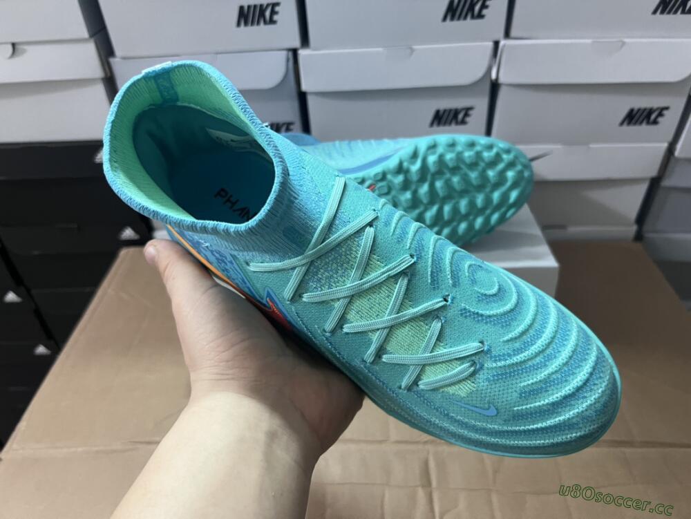 Men's Nike Phantom Luna Elite NU TF Artificial Turf High-Tops Football Shoes - Green/Pink/Orange