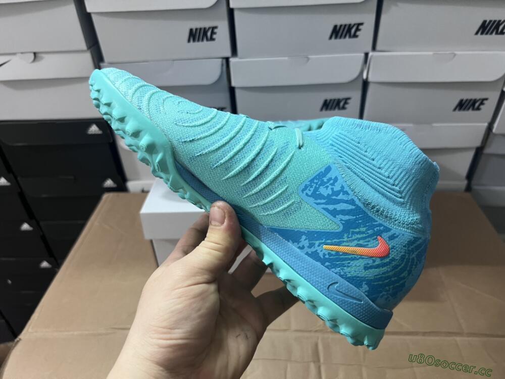 Men's Nike Phantom Luna Elite NU TF Artificial Turf High-Tops Football Shoes - Green/Pink/Orange