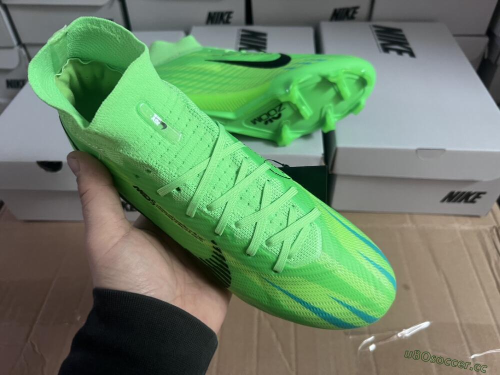 Men's Nike Air Zoom Mercurial Superfly 9 Elite FG Firm Ground High-Tops Football Boots - Green/Black