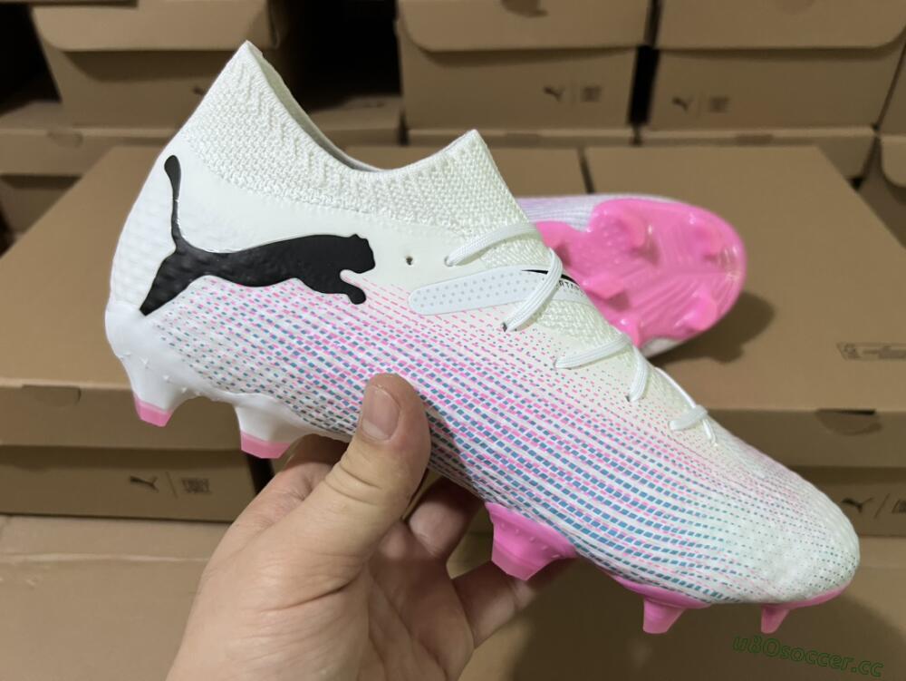 Men's Puma Future Ultimate 2024 FG Firm Ground Low-Tops Football Boots - White/Pink/Blue/Black