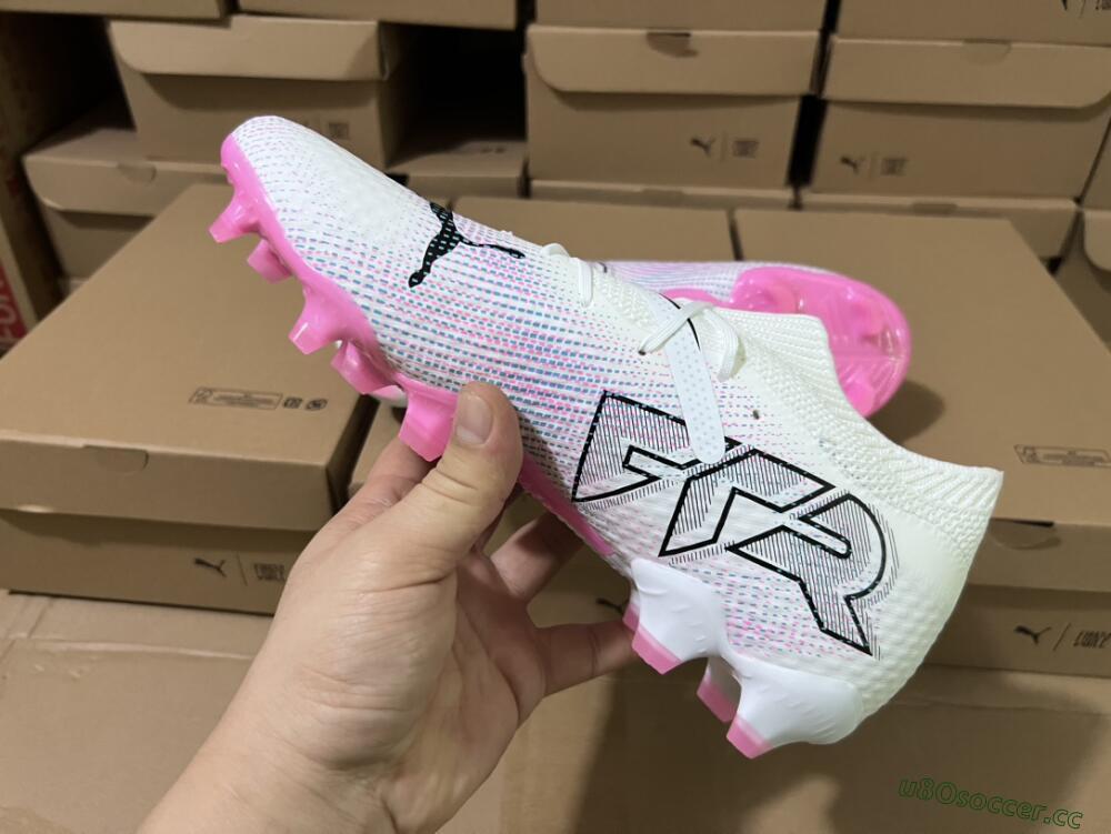 Men's Puma Future Ultimate 2024 FG Firm Ground Low-Tops Football Boots - White/Pink/Blue/Black
