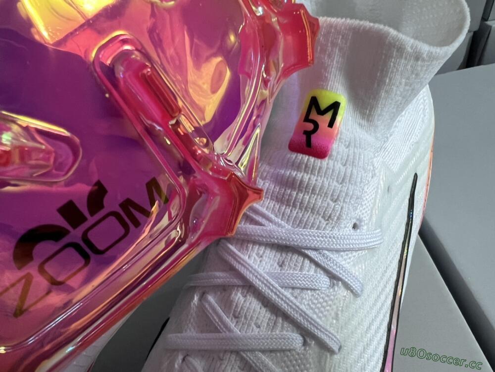 Unisex Nike Air Zoom Mercurial Superfly 9 Elite FG Firm Ground High-Tops Football Boots - White/Pink/Black/Yellow/Gold