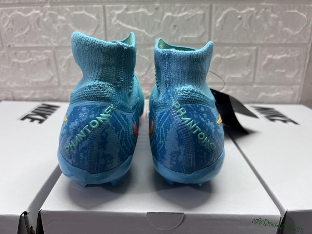 Unisex Nike Phantom Luna 2 Elite Vortex LV8 FG Firm Ground High-Tops Football Boots - Green/Orange/Black