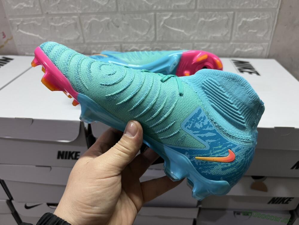Unisex Nike Phantom Luna 2 Elite Vortex LV8 FG Firm Ground High-Tops Football Boots - Green/Orange/Black