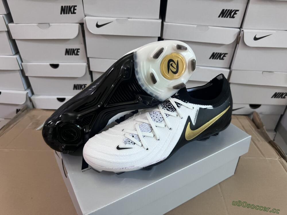 Men's Nike Phantom Luna Elite Low FG Firm Ground Low-Tops Football Boots - White/Black/Gold