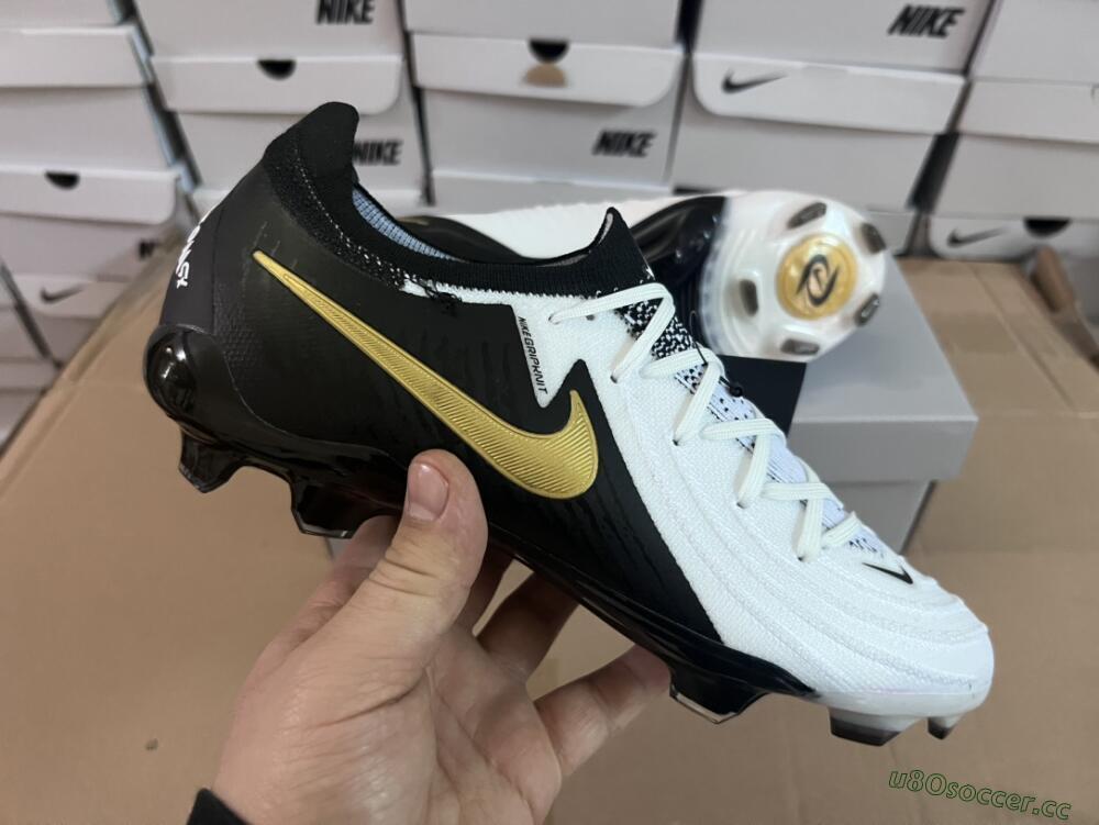 Men's Nike Phantom Luna Elite Low FG Firm Ground Low-Tops Football Boots - White/Black/Gold