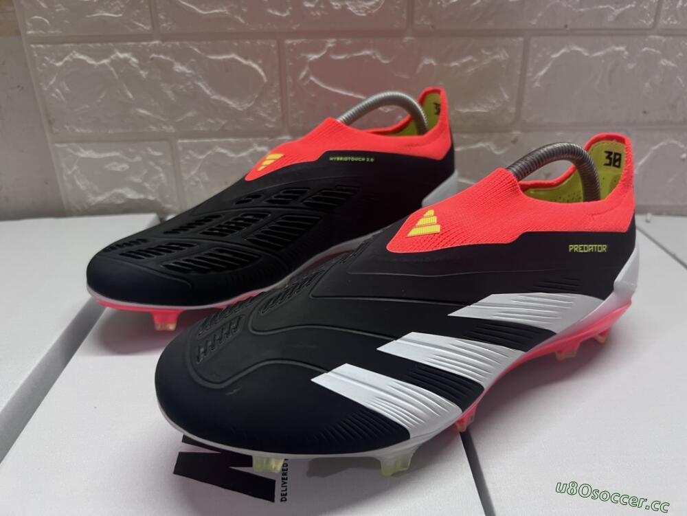 Men's Adidas Predator Elite Laceless FG Firm Ground Low-Tops Football Boots - Black/White/Red