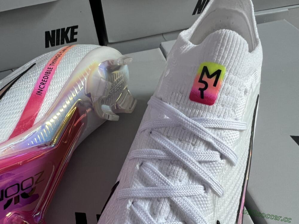 Unisex Nike Air Zoom Mercurial Vapor 15 Elite FG Firm Ground Low-Tops Football Boots - White/Pink/Black/Yellow