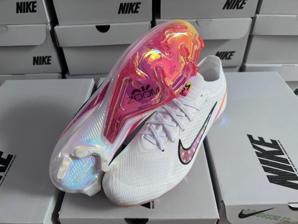 Unisex Nike Air Zoom Mercurial Vapor 15 Elite FG Firm Ground Low-Tops Football Boots - White/Pink/Black/Yellow