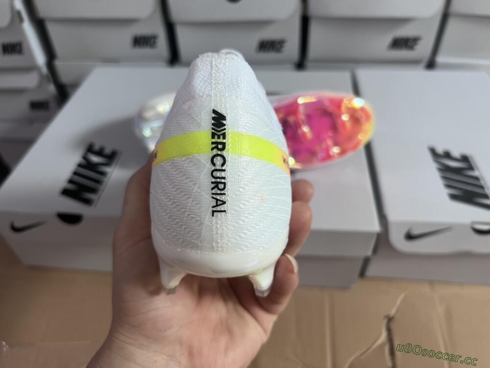 Unisex Nike Air Zoom Mercurial Vapor 15 Elite FG Firm Ground Low-Tops Football Boots - White/Pink/Black/Yellow