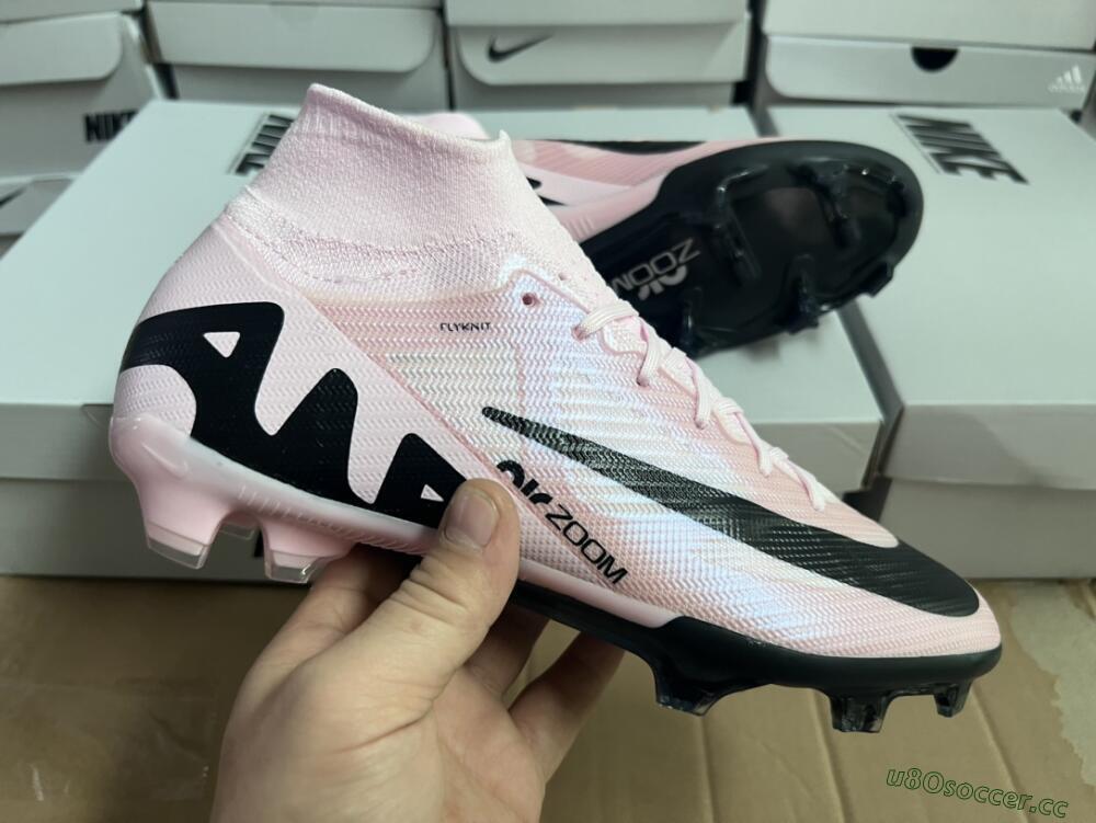 Unisex Nike Air Zoom Mercurial Superfly 9 Elite FG Firm Ground High-Tops Football Boots - Pink/Black