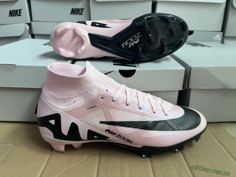 Unisex Nike Air Zoom Mercurial Superfly 9 Elite FG Firm Ground High-Tops Football Boots - Pink/Black