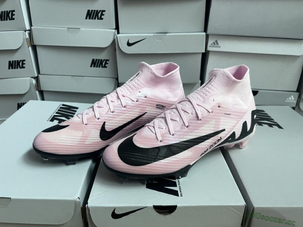 Unisex Nike Air Zoom Mercurial Superfly 9 Elite FG Firm Ground High-Tops Football Boots - Pink/Black