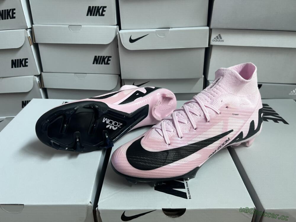 Unisex Nike Air Zoom Mercurial Superfly 9 Elite FG Firm Ground High-Tops Football Boots - Pink/Black