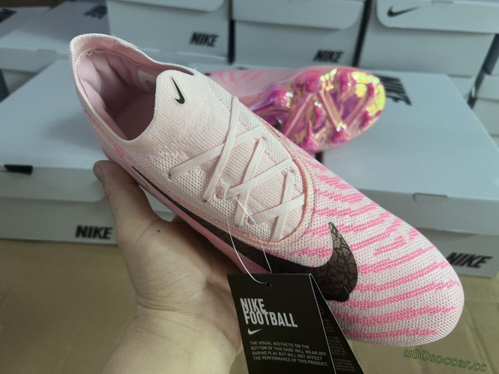 Unisex Nike Phantom GX Elite FG Firm Ground Low-Tops Football Boots - Pink/Black/Gold