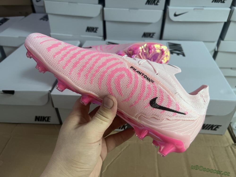 Unisex Nike Phantom GX Elite FG Firm Ground Low-Tops Football Boots - Pink/Black/Gold