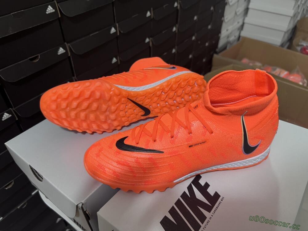 Men's Nike Phantom Luna Elite NU TF Artificial Turf High-Tops Football Shoes - Orange/Purple/Black