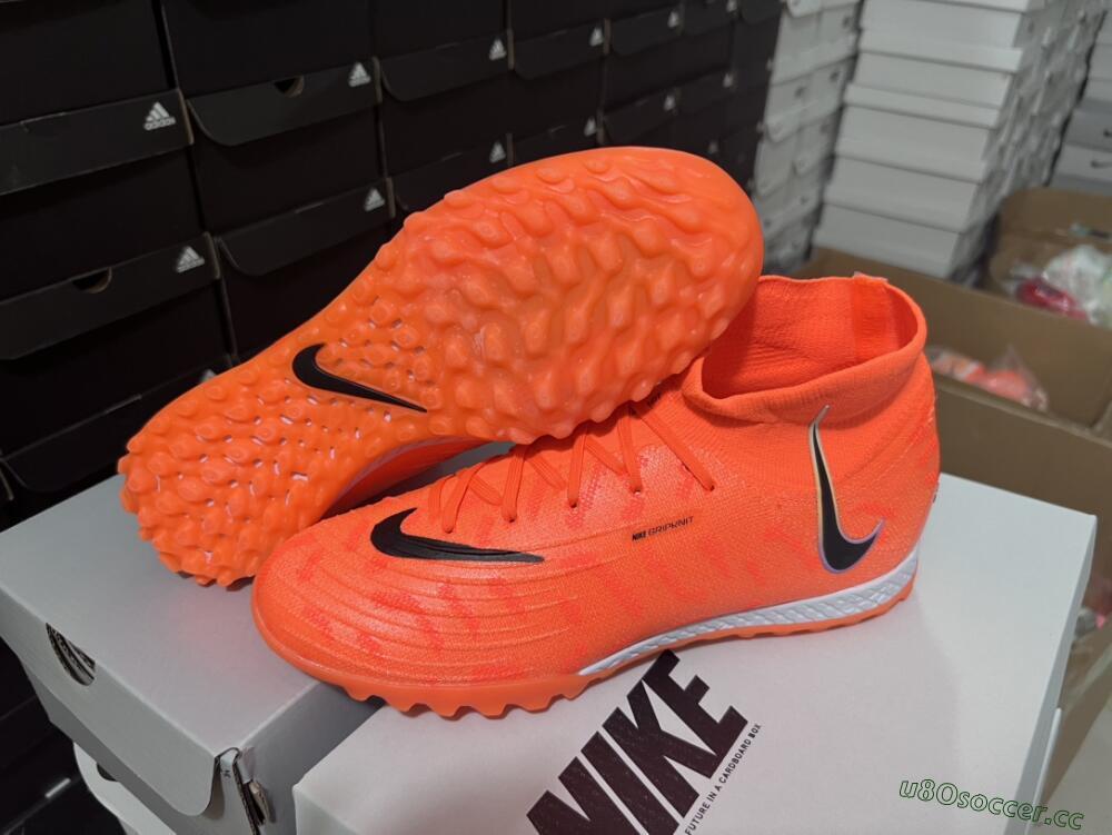Men's Nike Phantom Luna Elite NU TF Artificial Turf High-Tops Football Shoes - Orange/Purple/Black