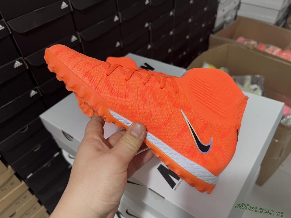 Men's Nike Phantom Luna Elite NU TF Artificial Turf High-Tops Football Shoes - Orange/Purple/Black
