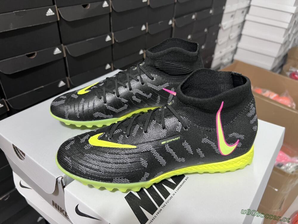 Unisex Nike Phantom Luna 2 Elite TF Artificial Turf High-Tops Football Shoes - Black/Yellow/Pink