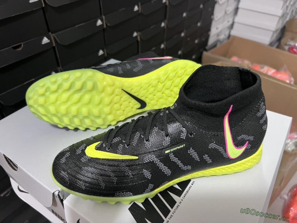 Unisex Nike Phantom Luna 2 Elite TF Artificial Turf High-Tops Football Shoes - Black/Yellow/Pink