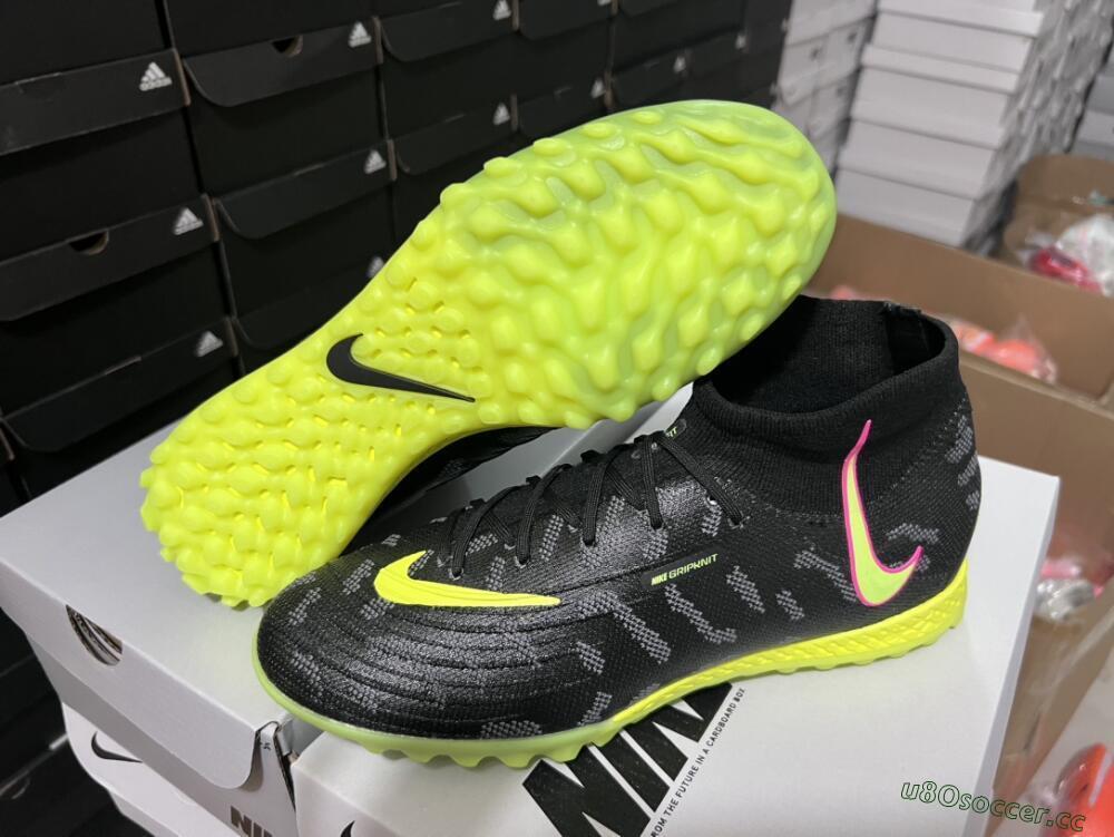 Unisex Nike Phantom Luna 2 Elite TF Artificial Turf High-Tops Football Shoes - Black/Yellow/Pink