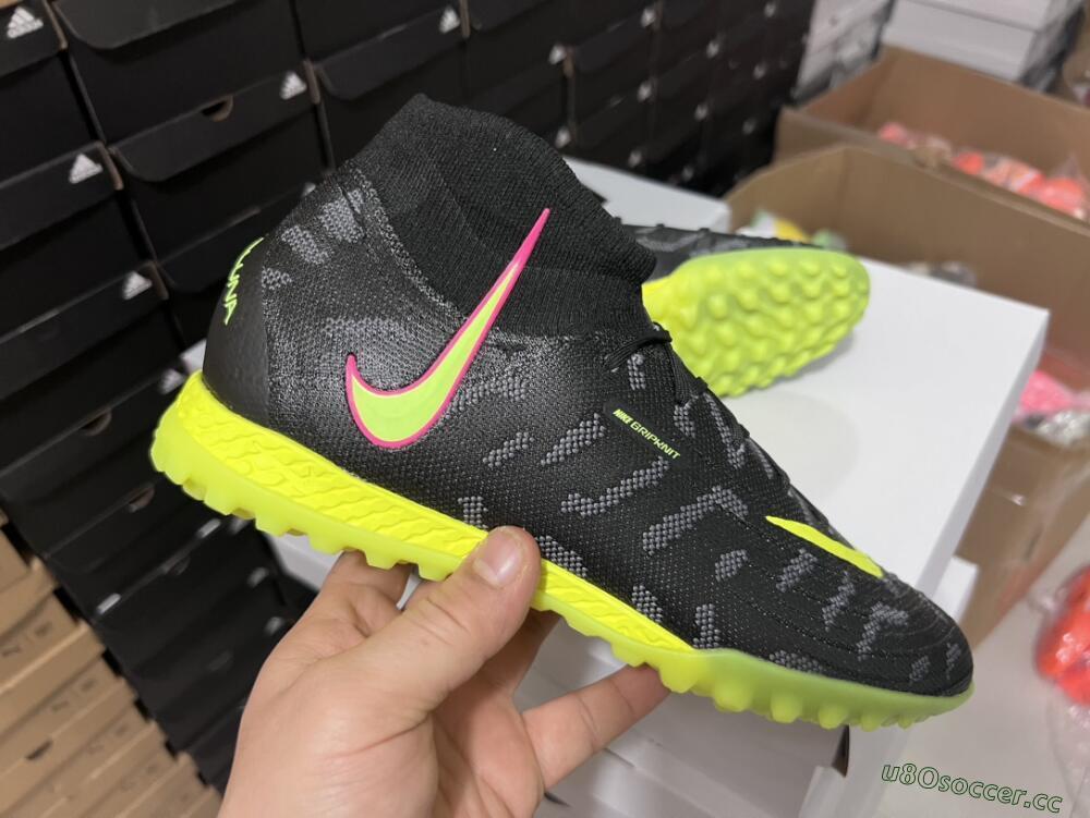 Unisex Nike Phantom Luna 2 Elite TF Artificial Turf High-Tops Football Shoes - Black/Yellow/Pink