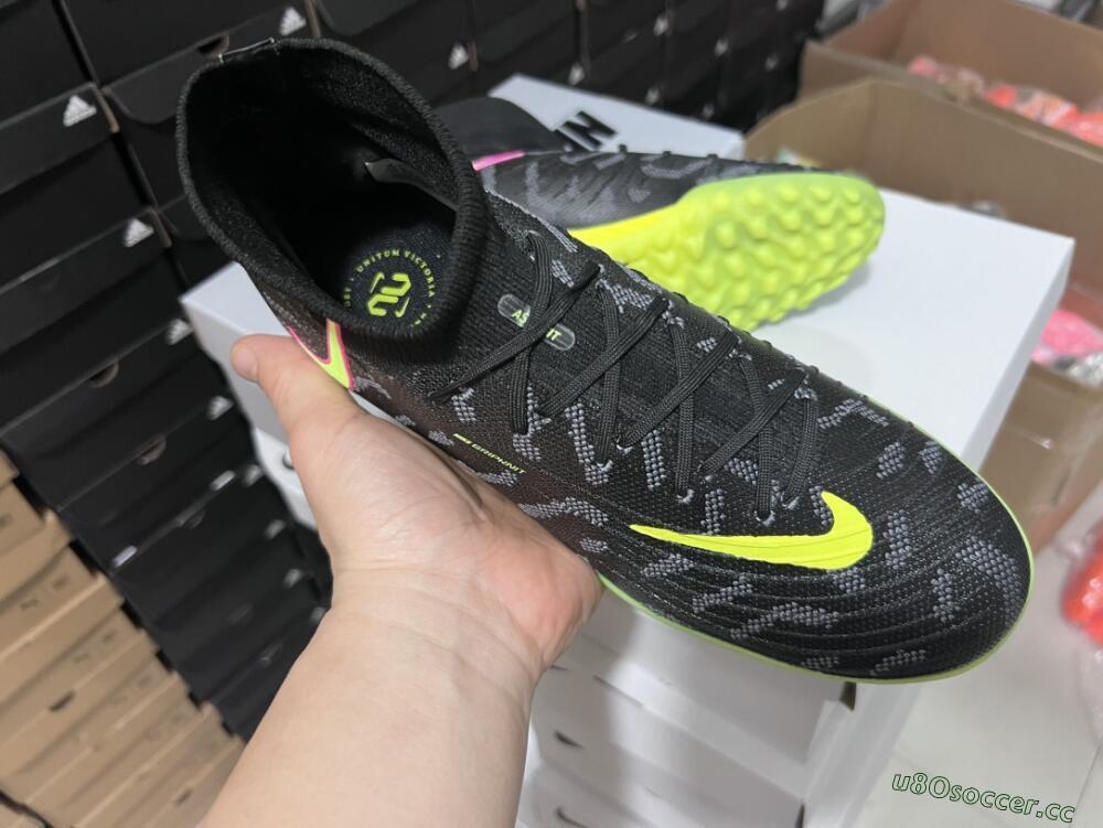 Unisex Nike Phantom Luna 2 Elite TF Artificial Turf High-Tops Football Shoes - Black/Yellow/Pink