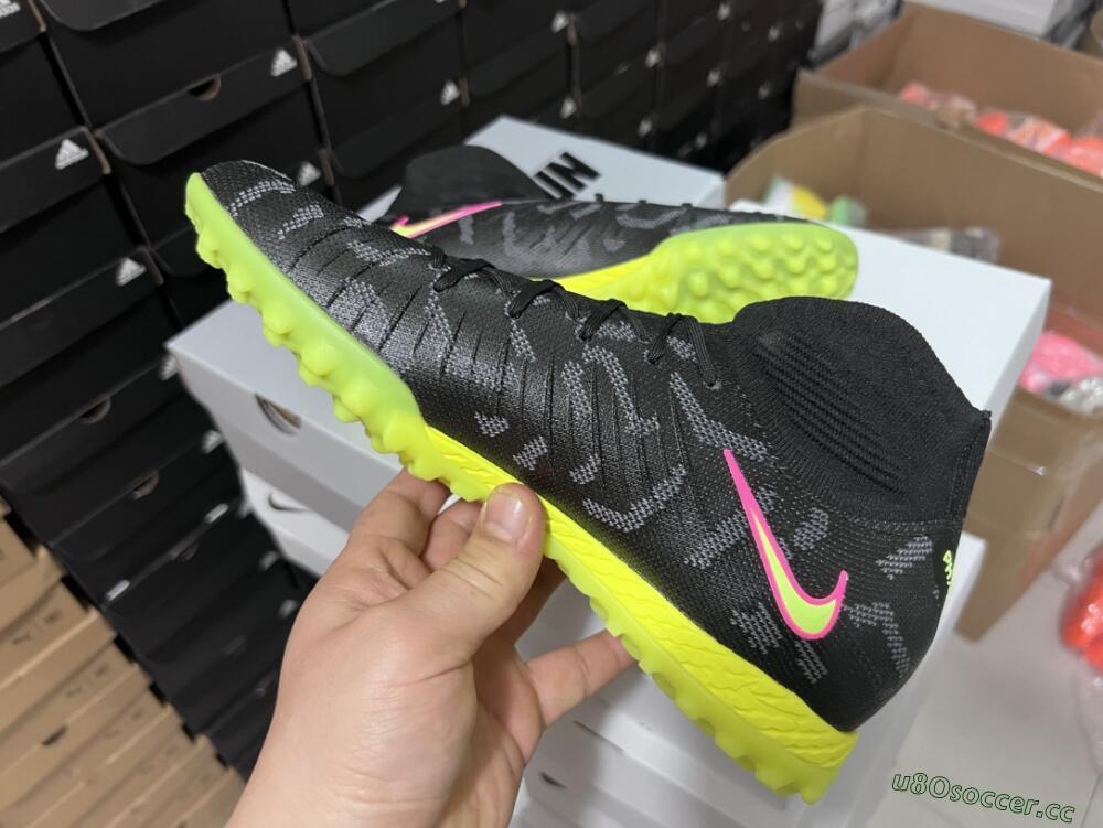 Unisex Nike Phantom Luna 2 Elite TF Artificial Turf High-Tops Football Shoes - Black/Yellow/Pink